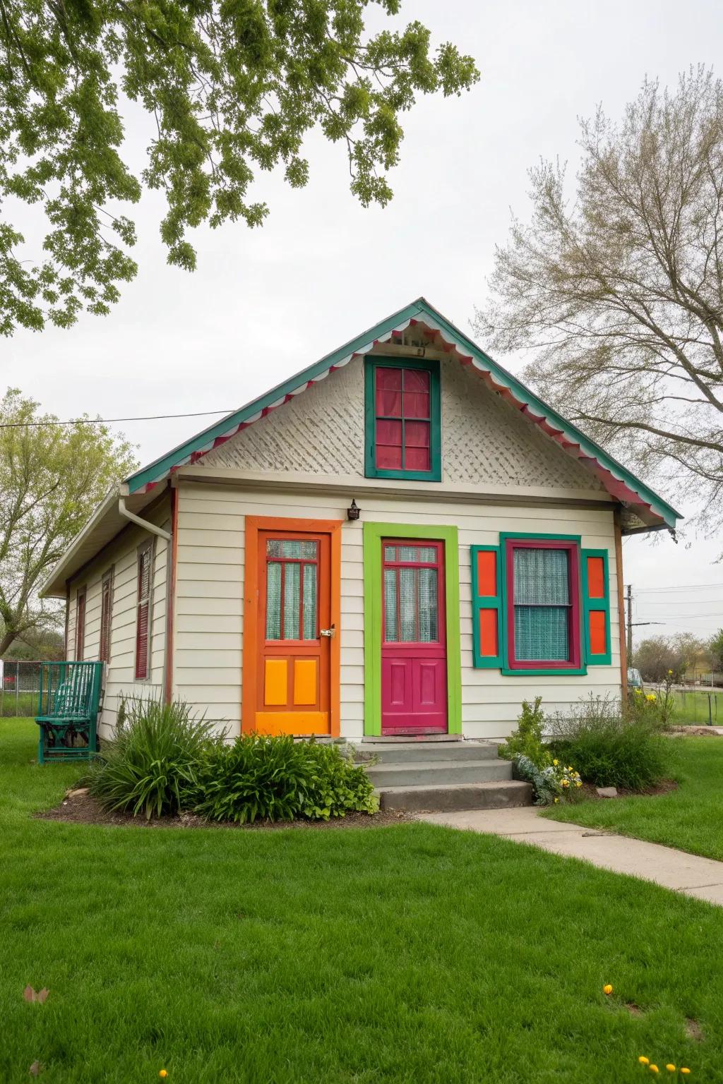 Striking colors on doors and trims create a bold statement.