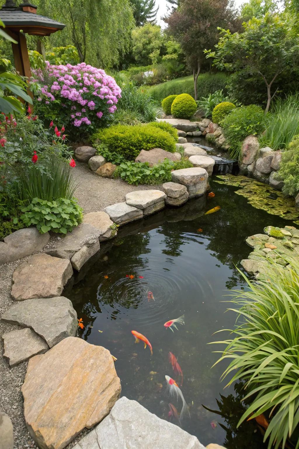 A small fish haven seamlessly integrated with organic rock boundaries.