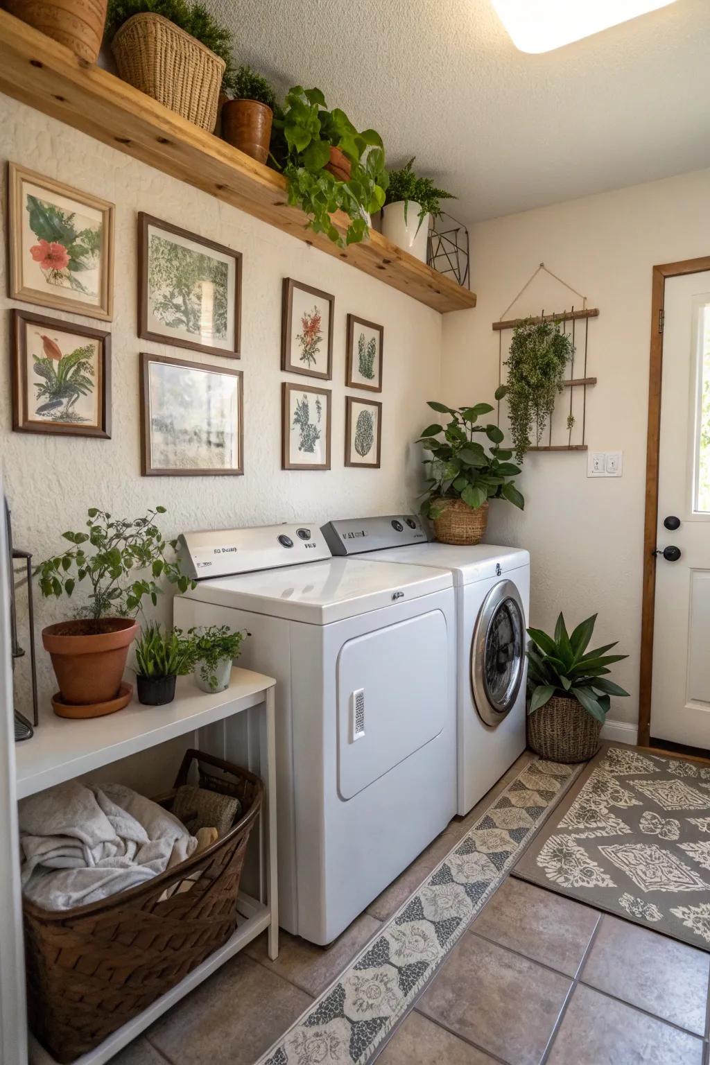 Add a bit of charm to your laundry area with decorations.