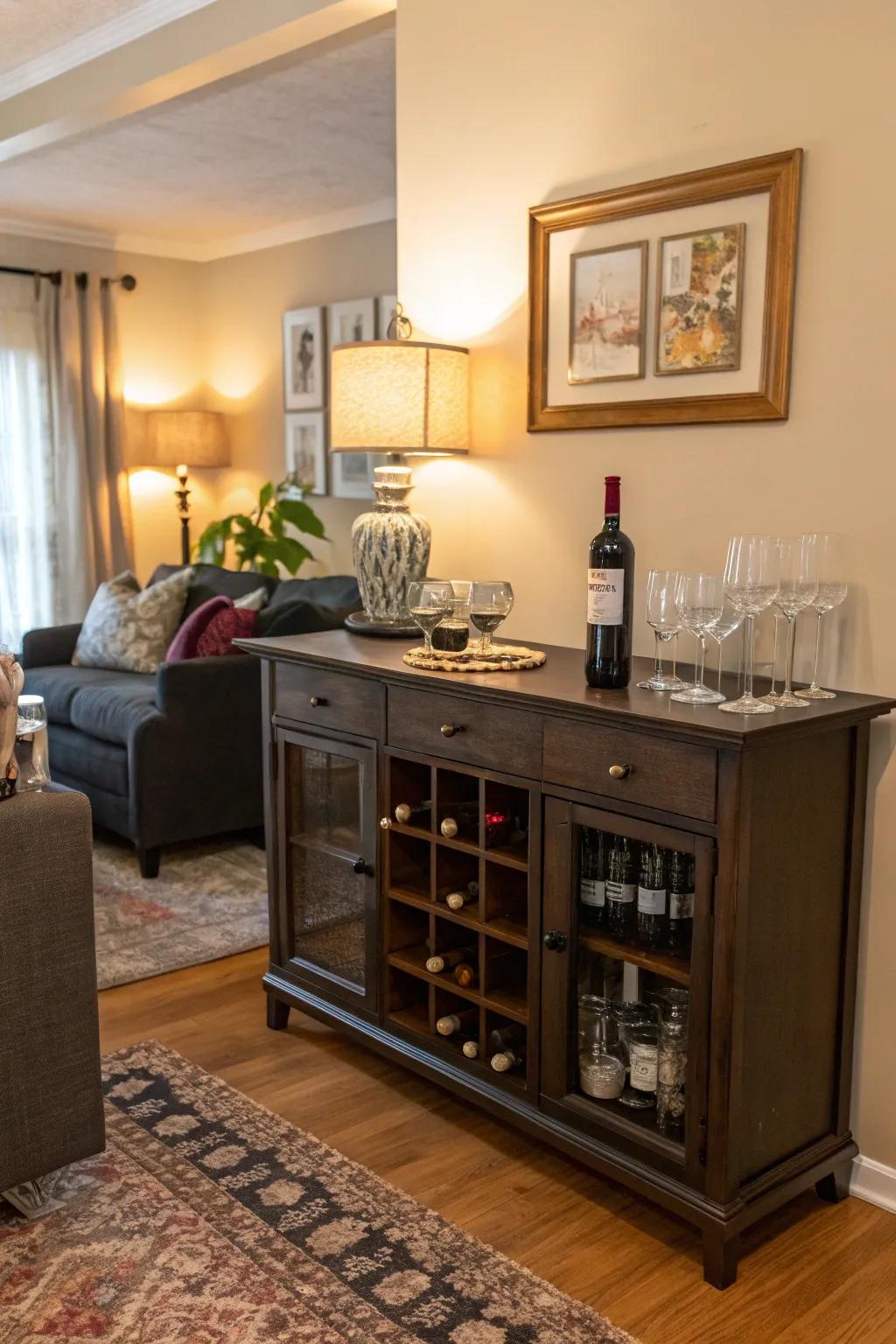 An integrated sideboard blends function and design.