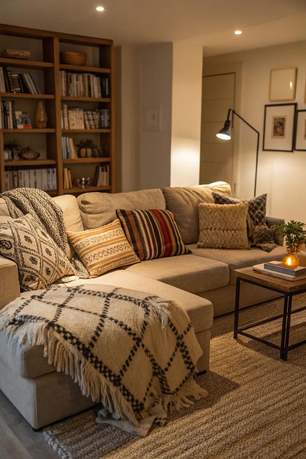 Textures make compact areas feel warmer and more interesting.