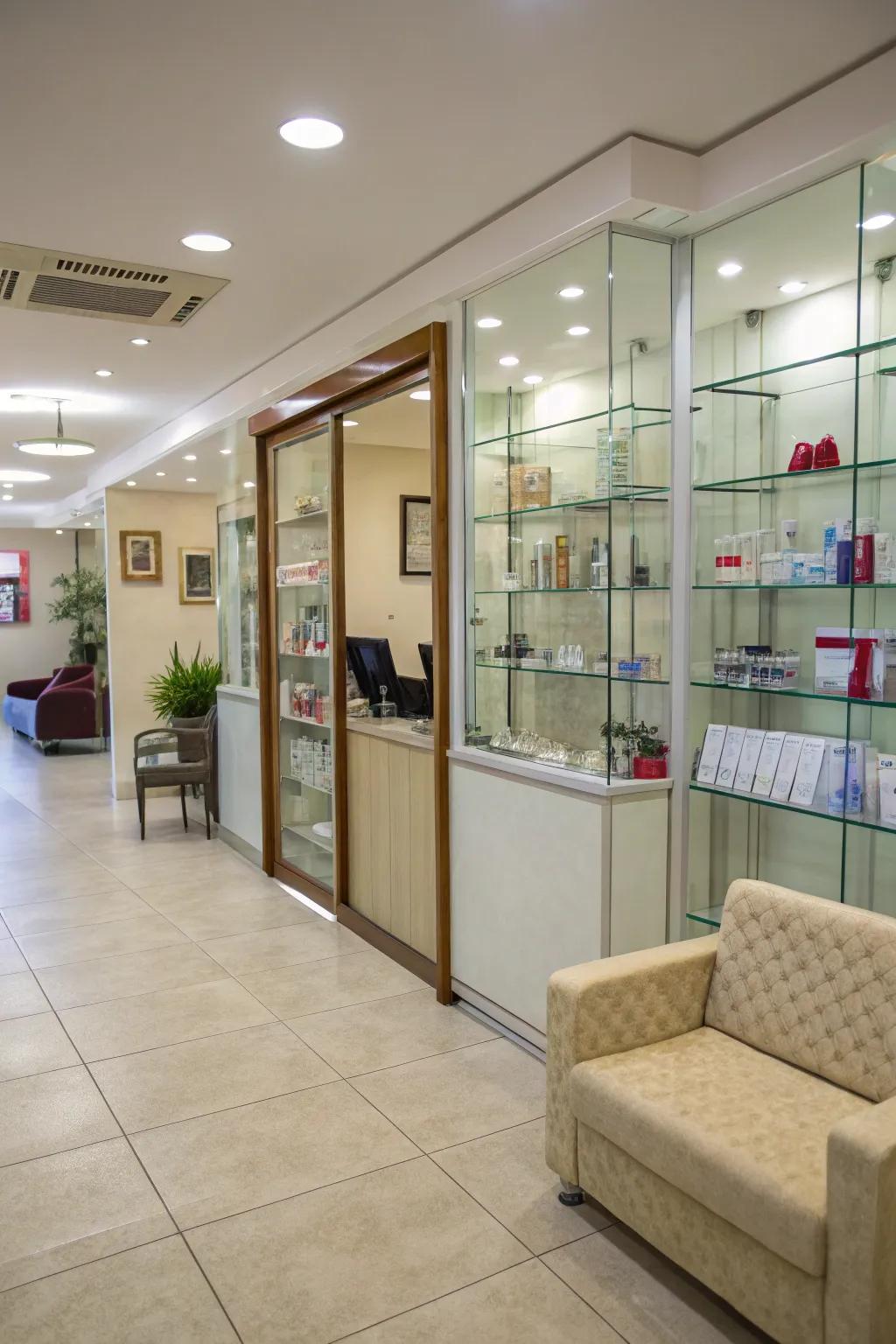 An open greeting area that improves the welcoming feeling of the salon.