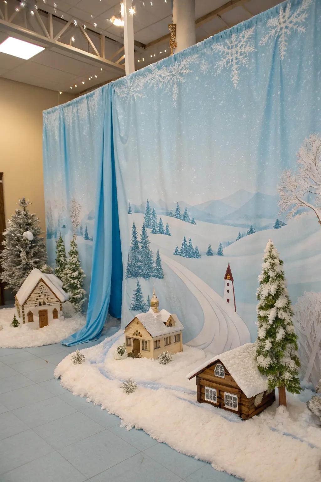 A backdrop creates the ambiance for your winter wonderland.