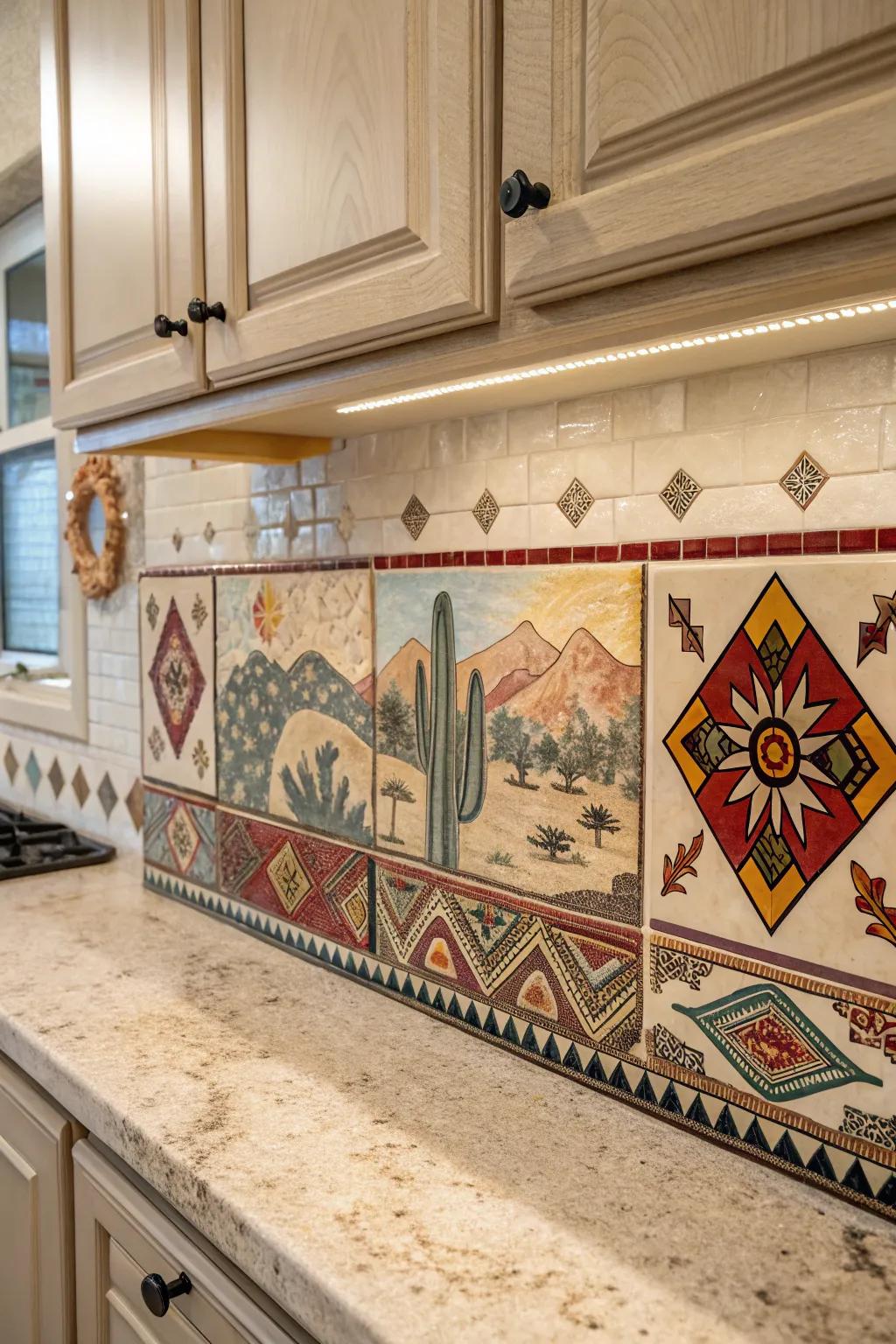 Decorative tile decorations turn your backsplash into a cultural canvas.