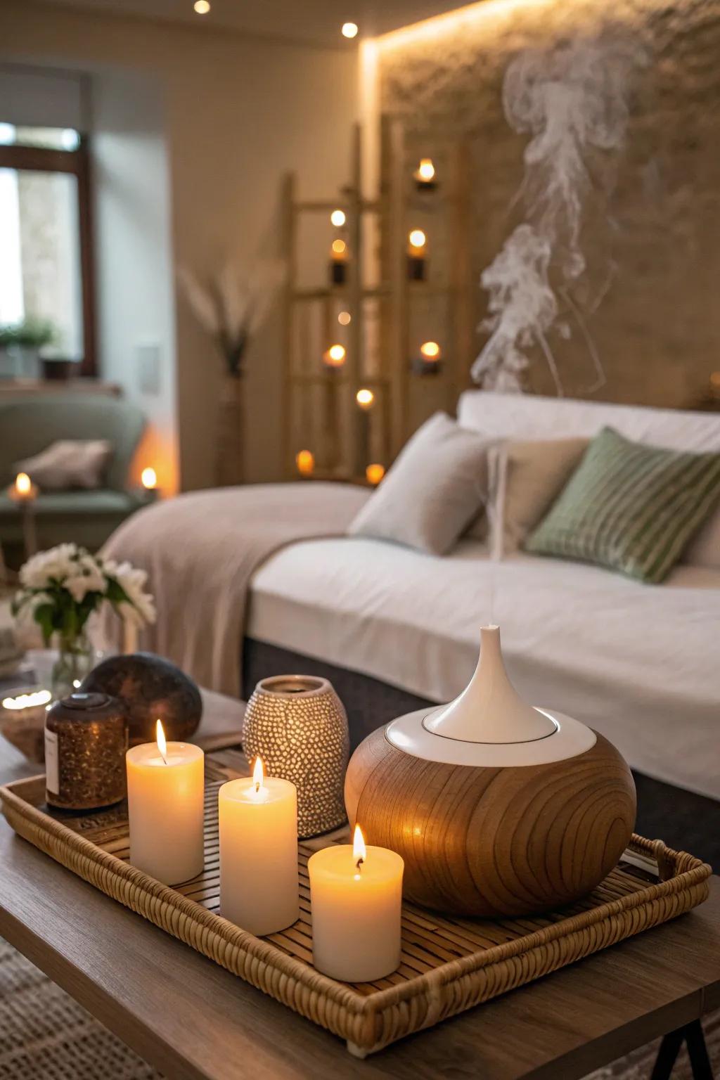 Waxes and scents set the mood for relaxation.