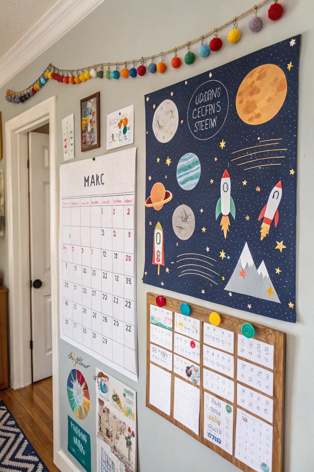 Maintain awareness of time using an outerspace-themed planner.