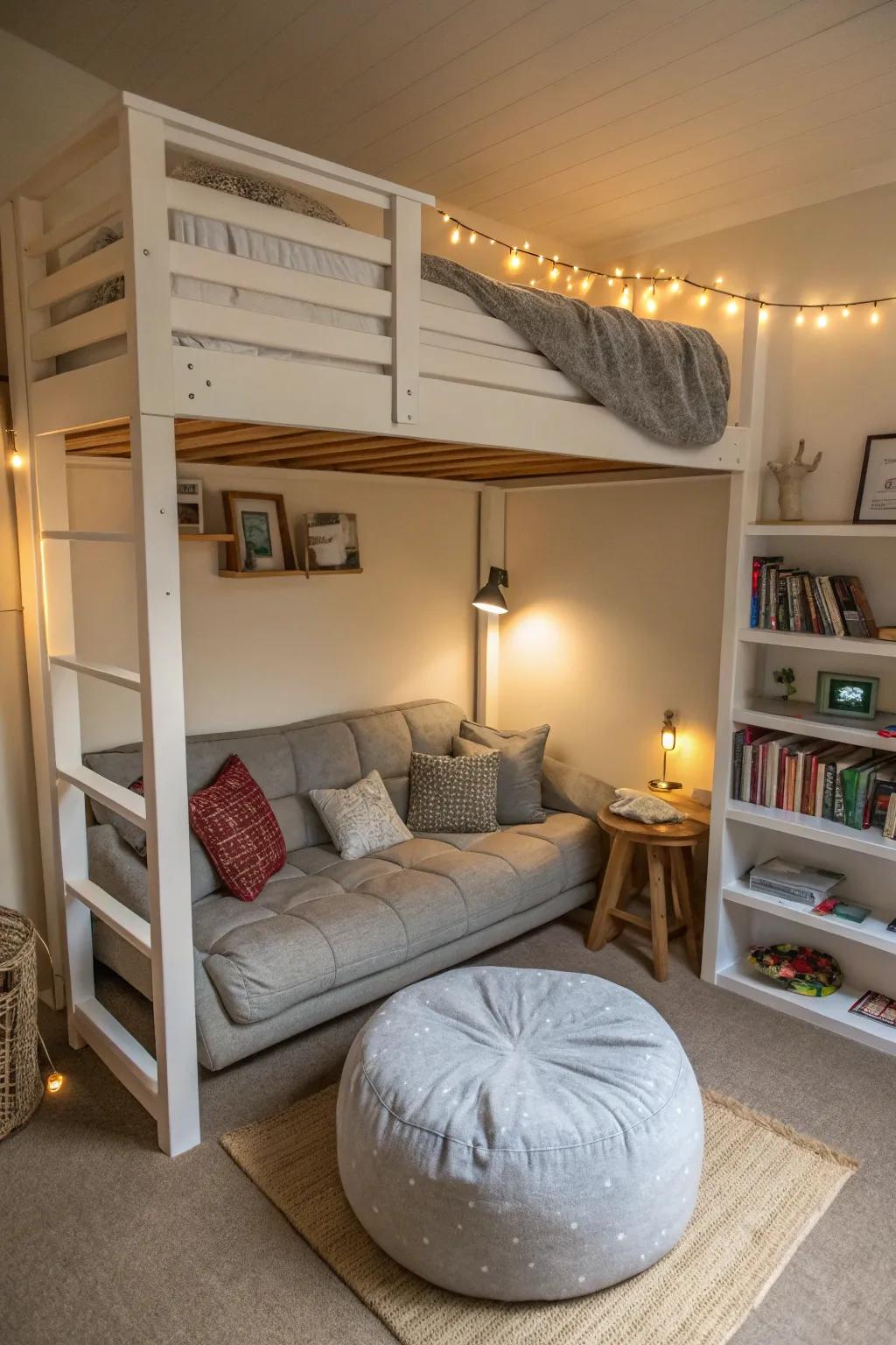 To maximize bedroom space, elevate your bed.