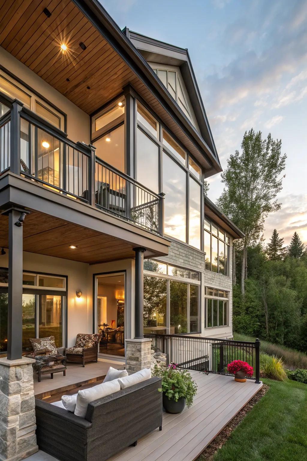 A veranda incorporates flair and functionality.