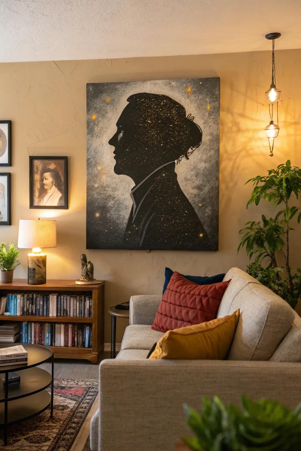 Shadow portraits add a personal and artistic touch.