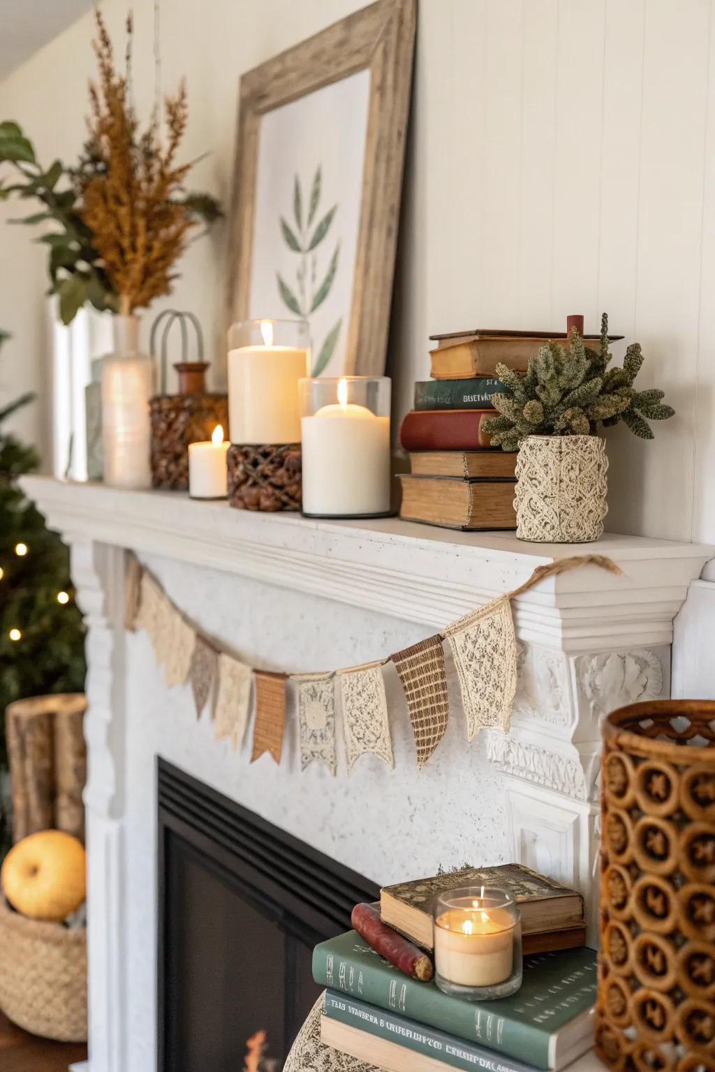 Layering builds depth and warmth across your springtime mantel.