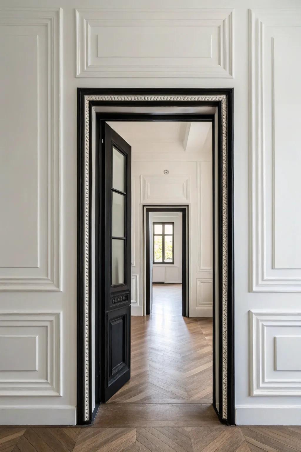 Daring trim in black crafting a striking focal point.