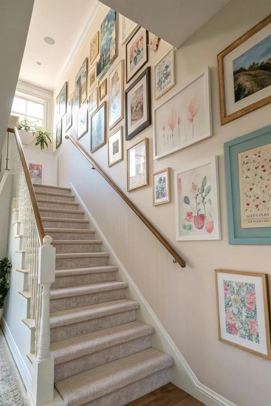 A cohesive color theme unifies the varied gallery arrangement.