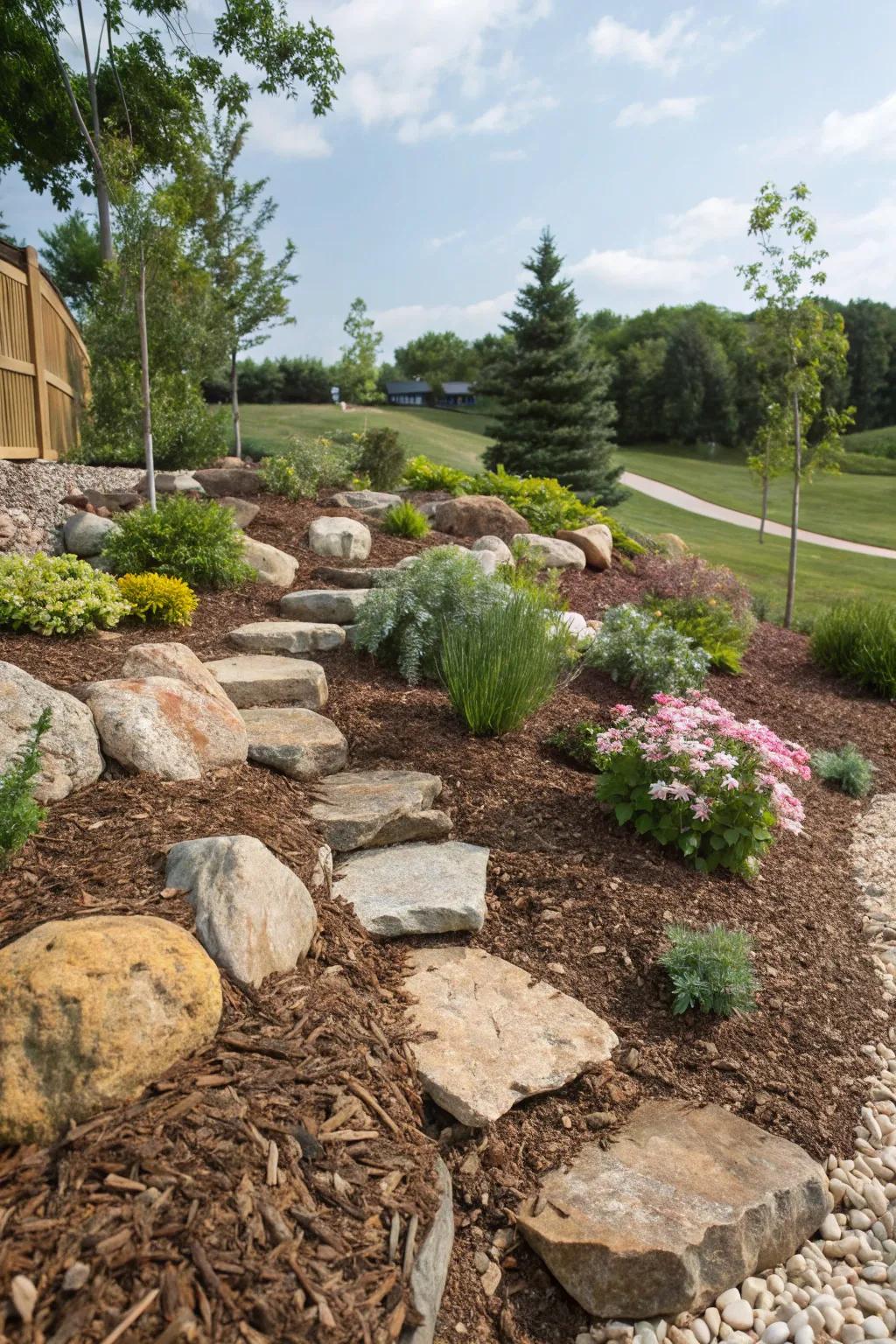 Incorporate dimension into your garden with layered materials.