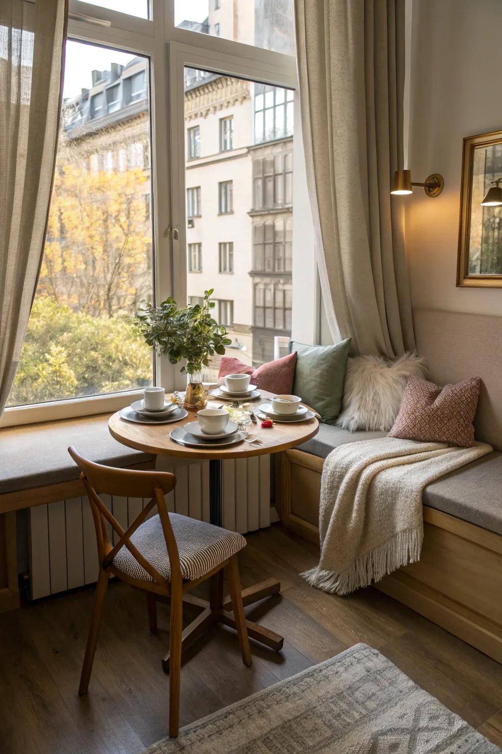 Window seats offer wonderful eating areas with a view.