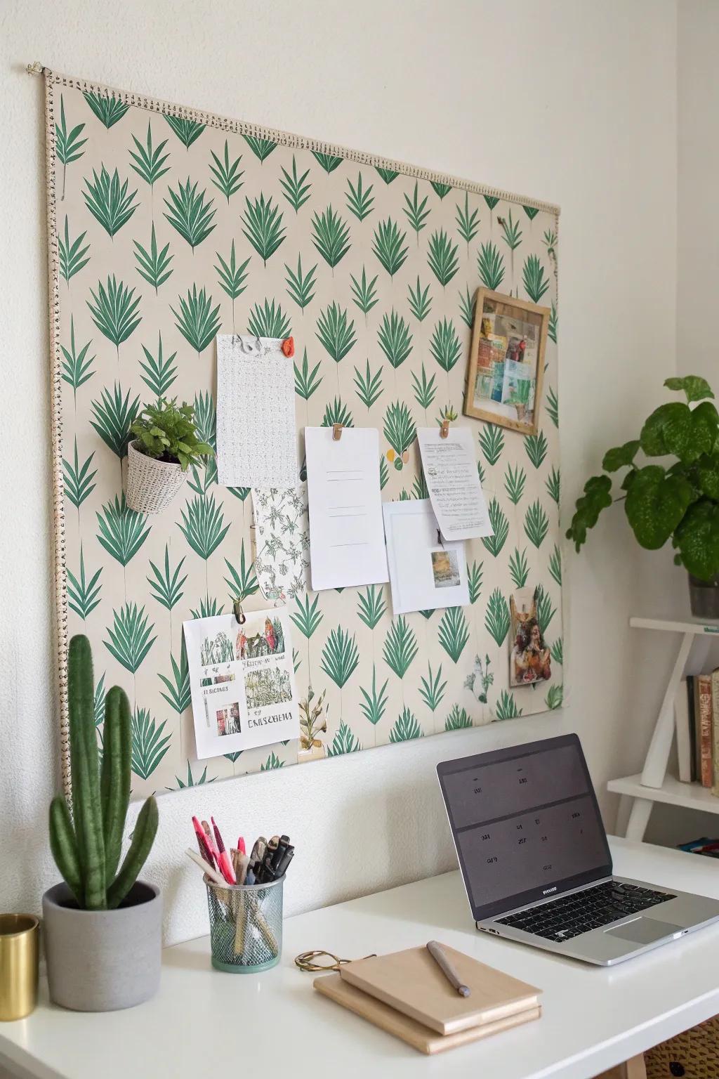 A succulent fabric background turns your board into a statement piece.