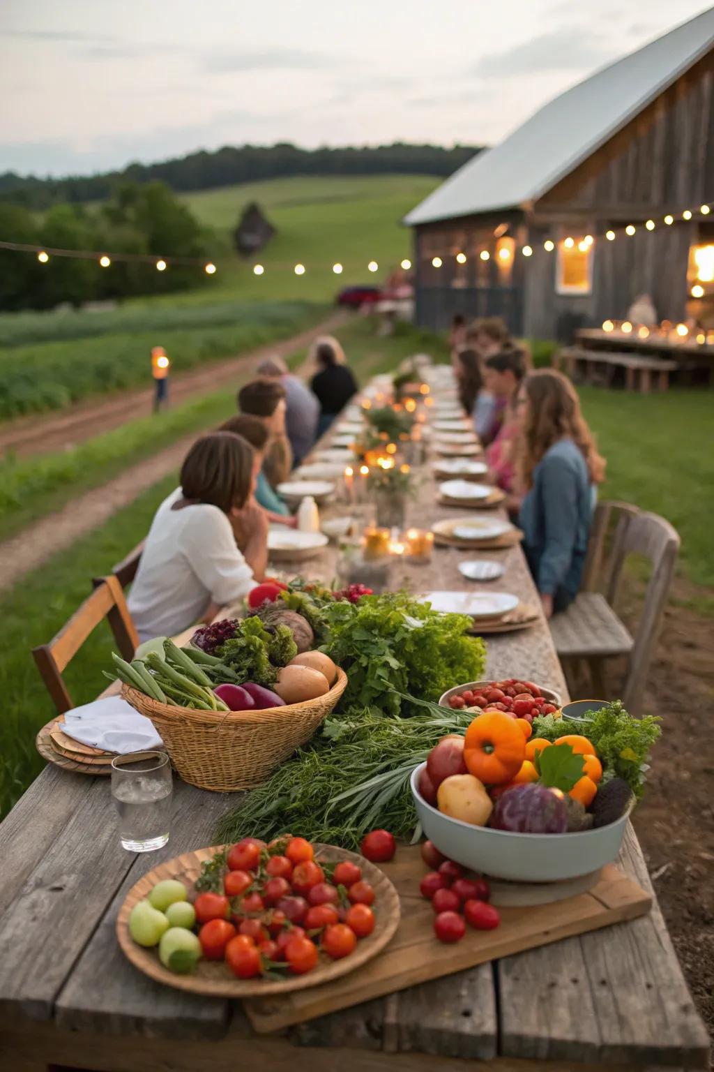A rural harvest gathering highlighting fresh ingredients.