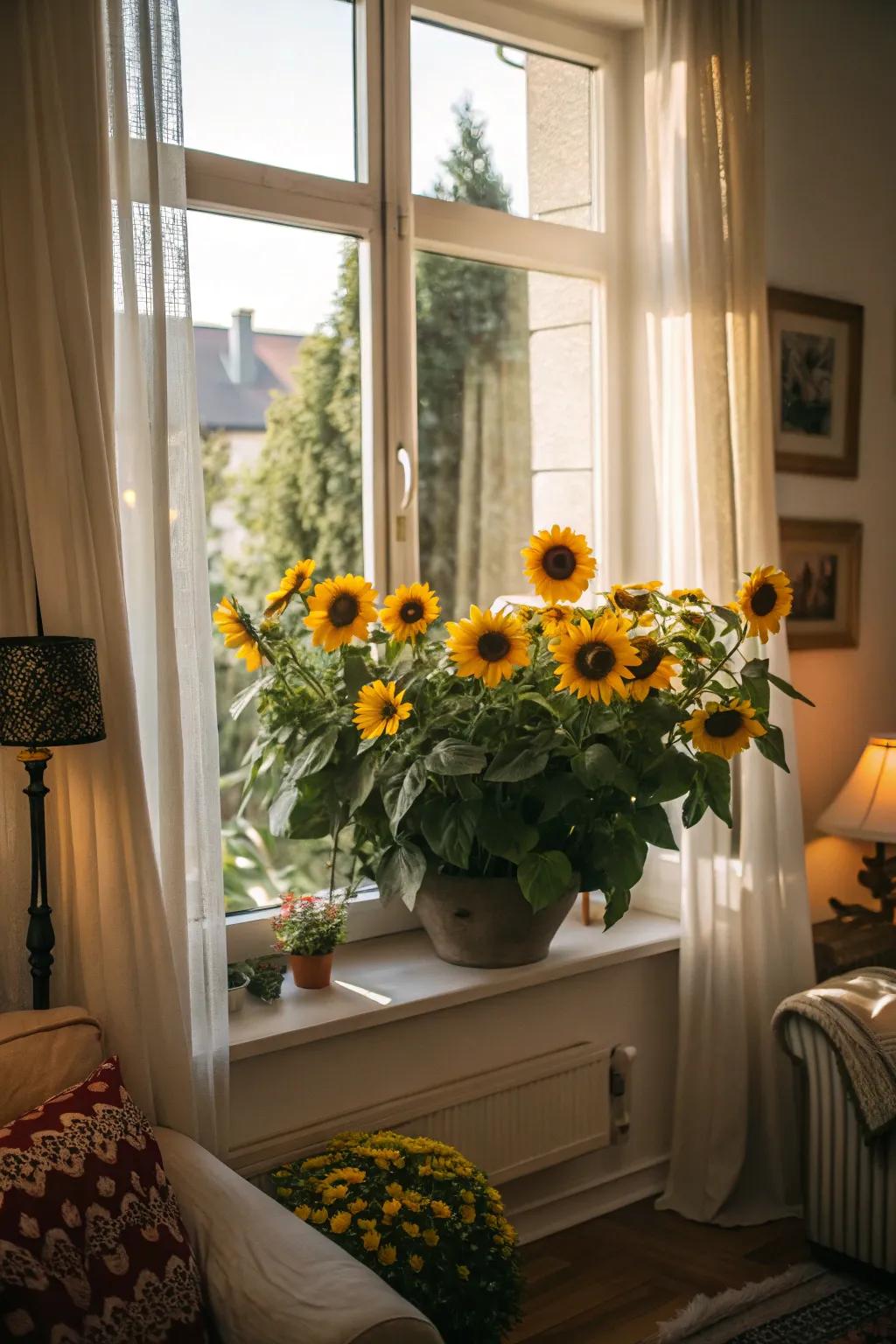 Brighten your mornings with a sunflower-filled planter box.