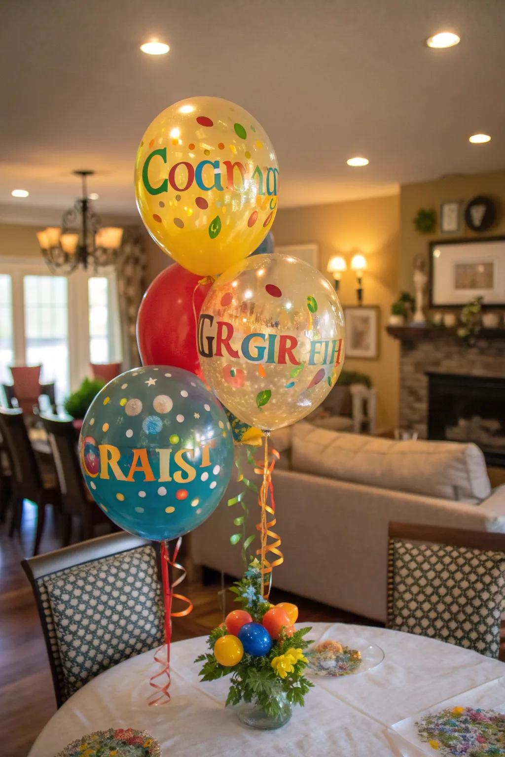 Balloon statement pieces bring dimension and fun to your table arrangement.