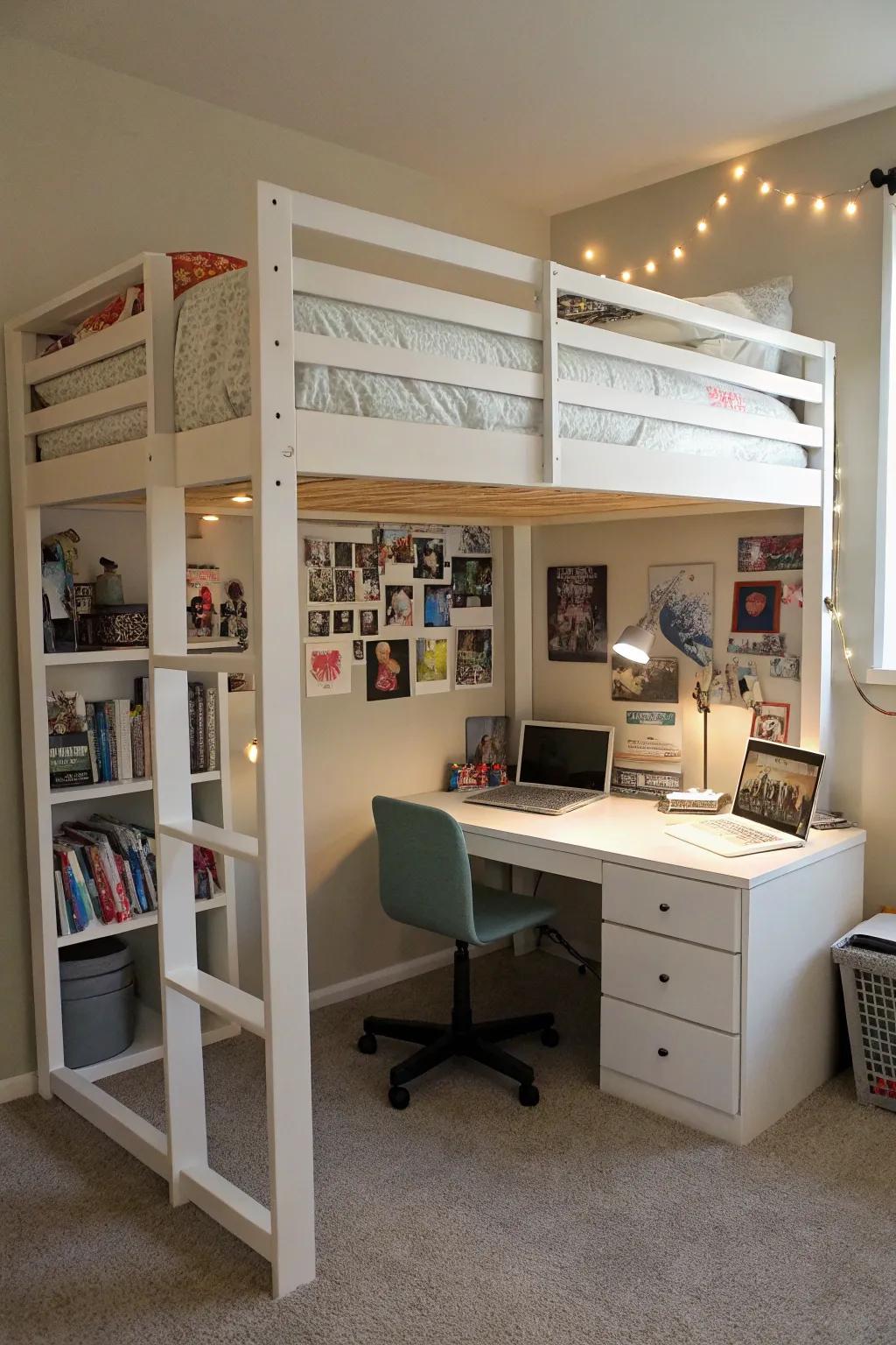 Multi-purpose furnishings optimize space and practicality.