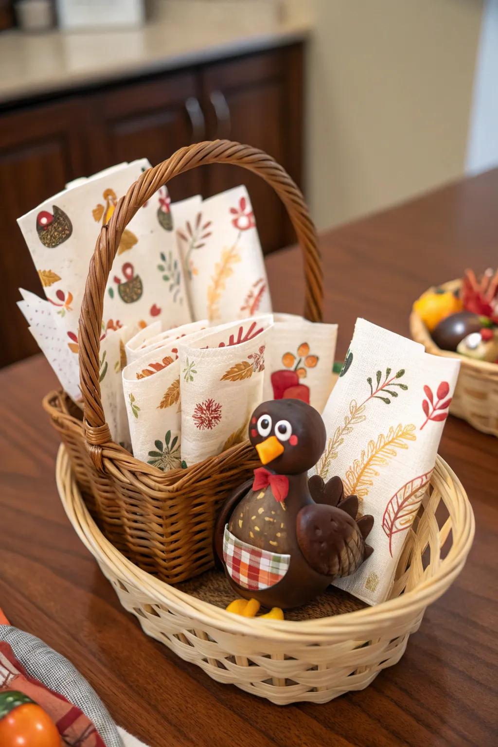 Playful turkey-themed décor for a festive atmosphere.