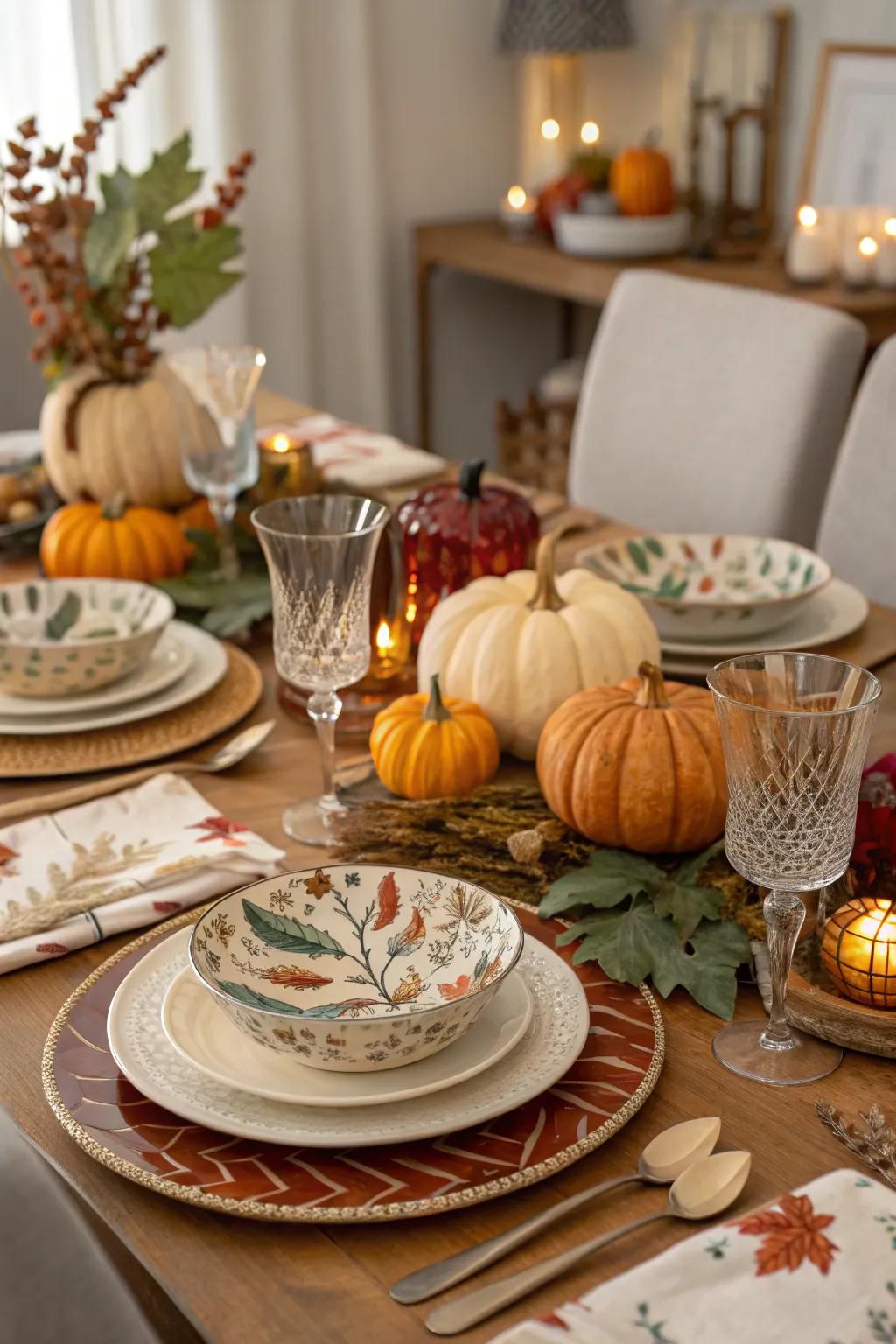 Mixing dinnerware styles contributes personality to your table.