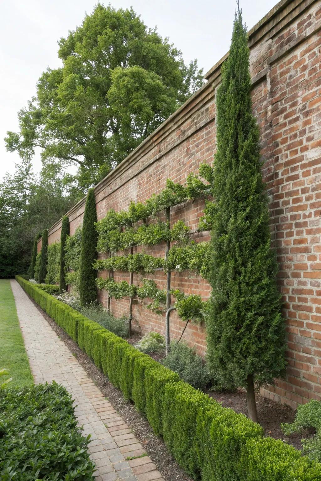 Espalier Arborvitae for a distinctive vertical garden element.