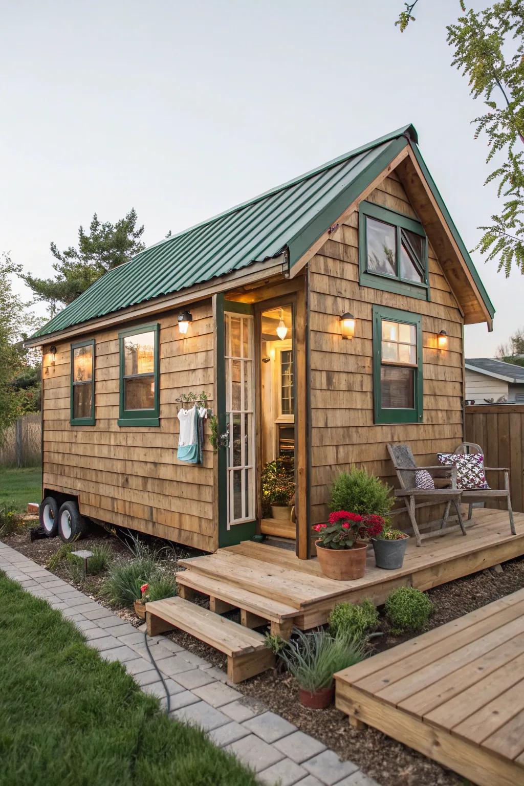 Sustainable materials bring warmth and responsibility to tiny homes.