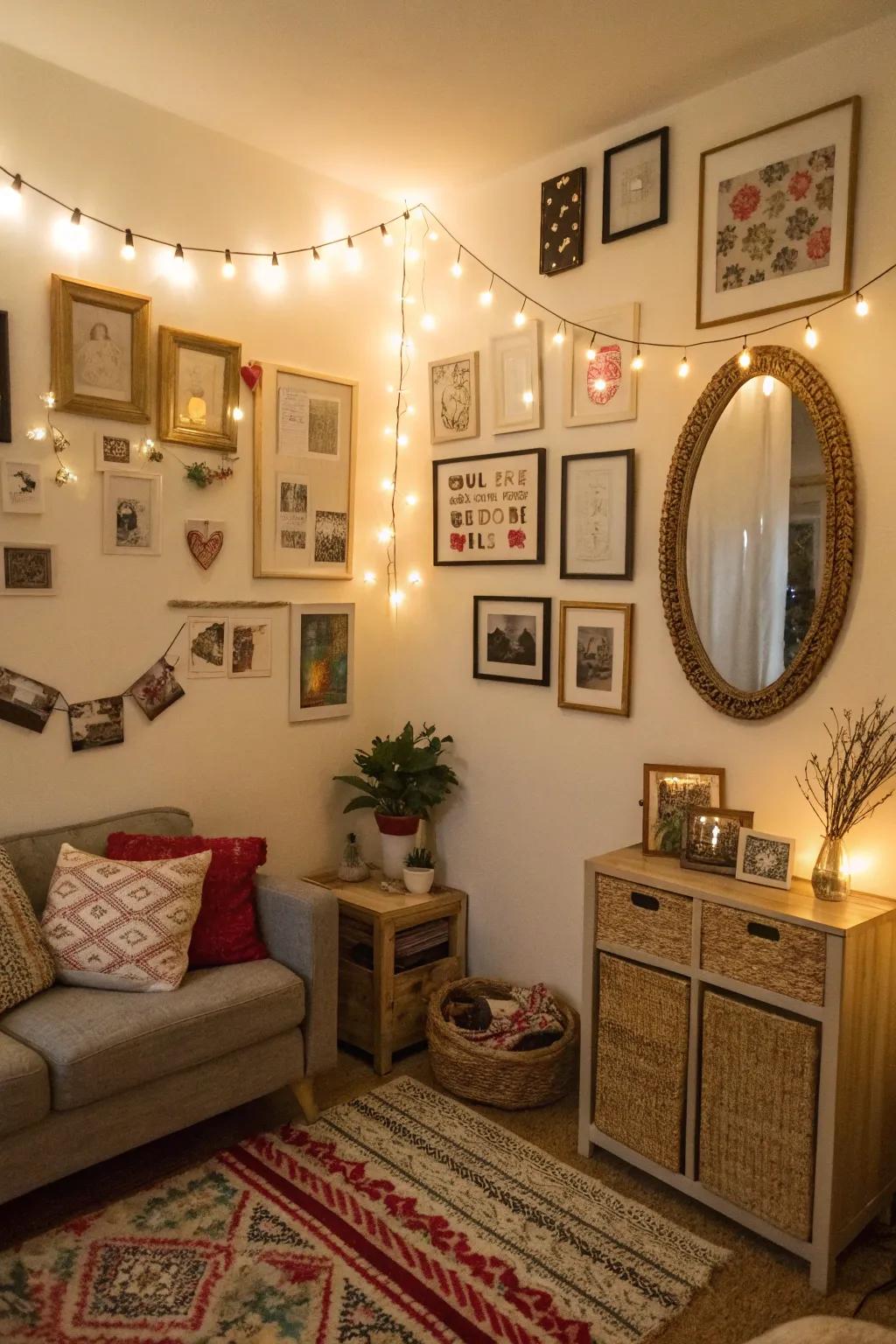 Decorative touches add personality without cluttering your small room.