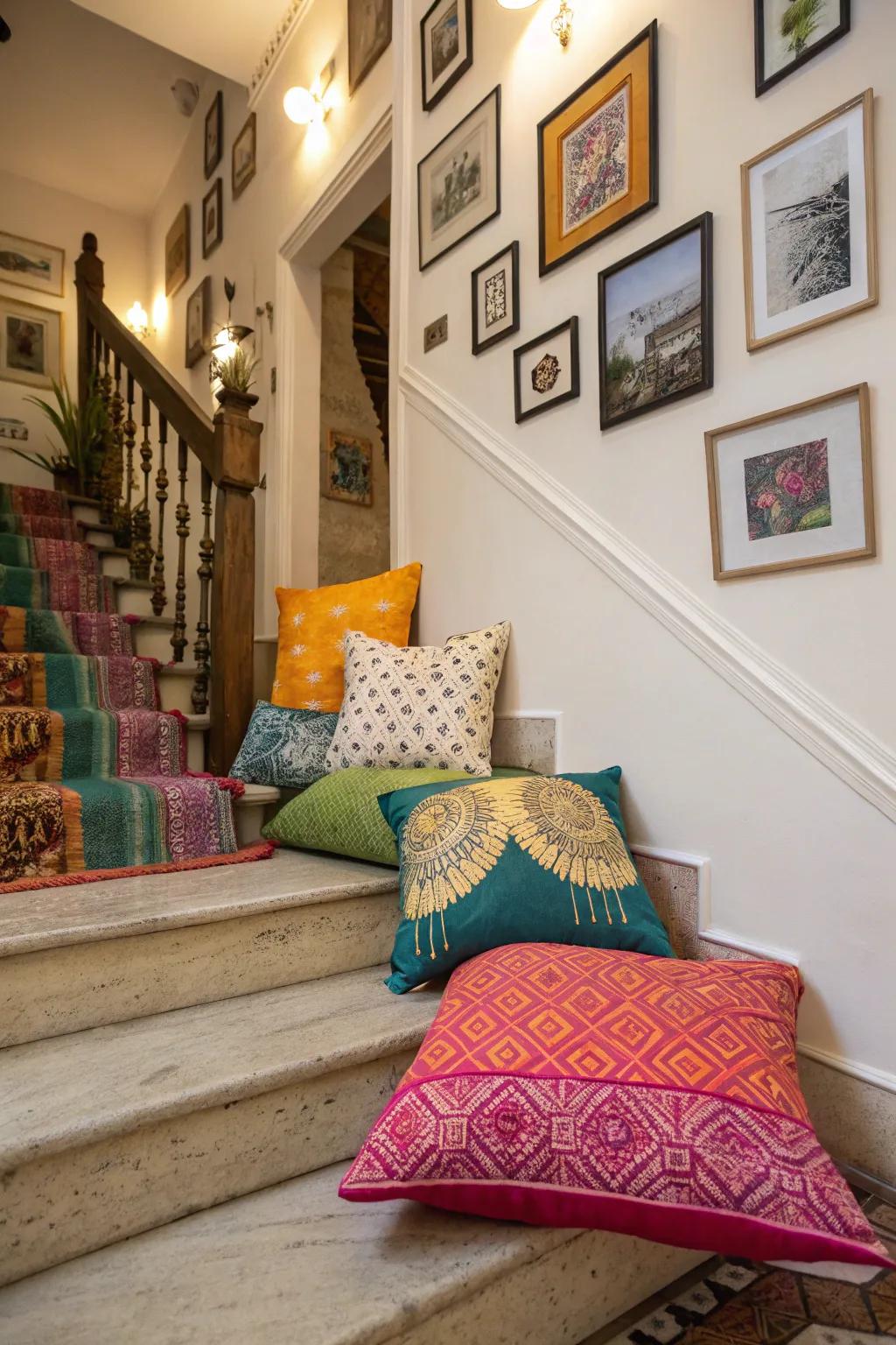 Highlight tones bring liveliness to stair tops.