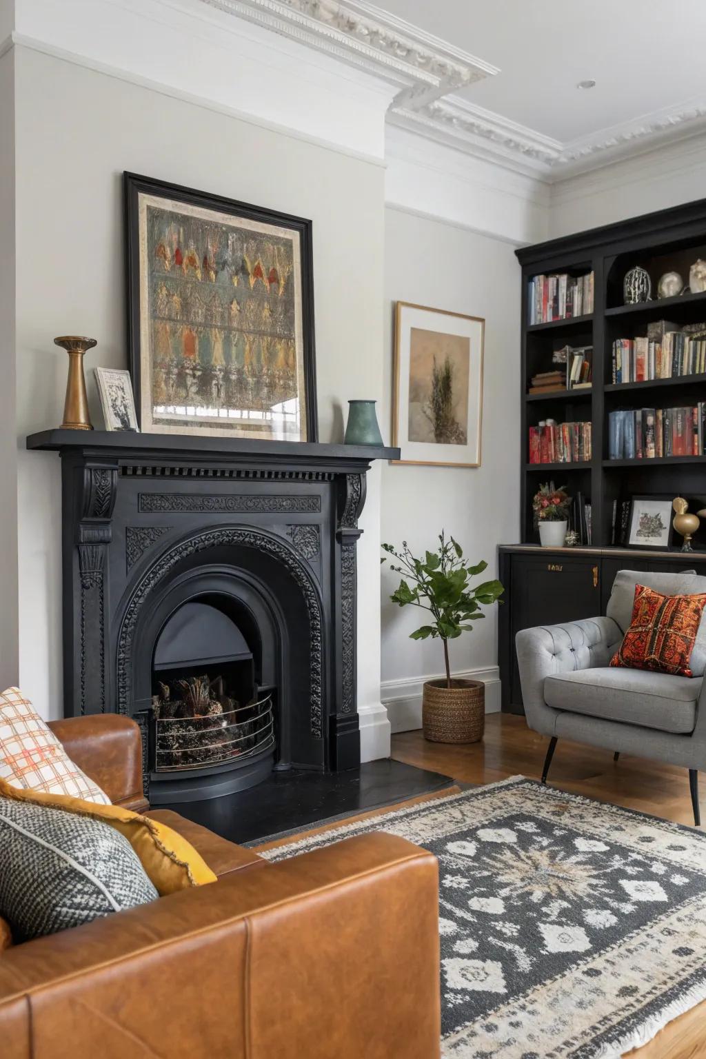 A matte charcoal fire surround bridges styles.