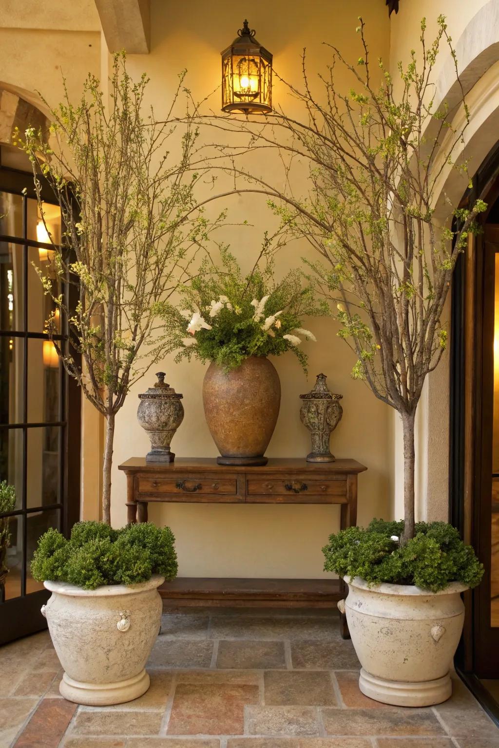 Your entryway gains a revitalizing and natural element from greenery.