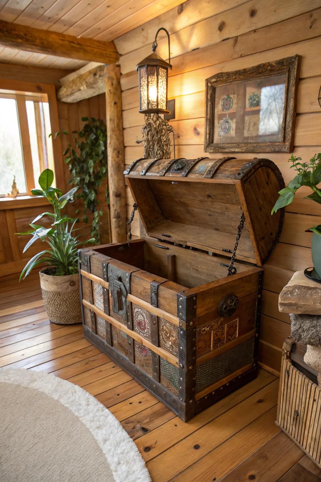 Upcycled goods make a sustainable keepsake box.