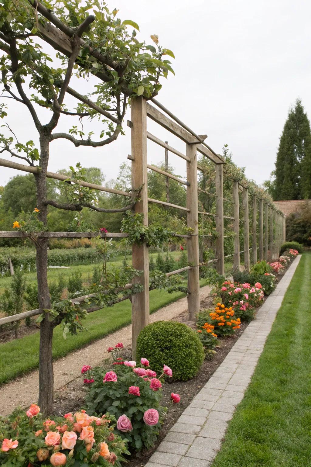 Unite beauty and harvest with espalier layouts.
