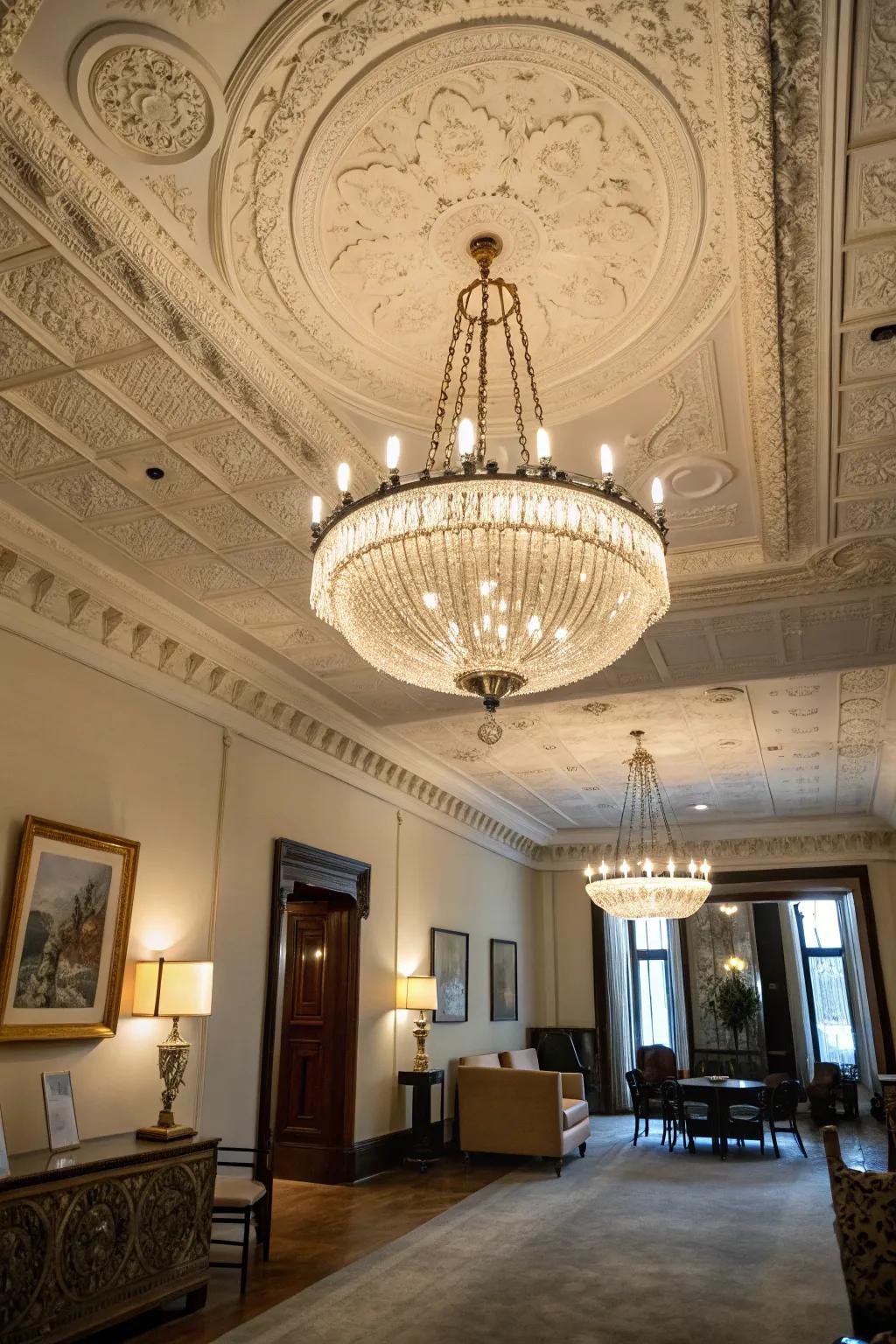 Ceiling trim contributing an unexpected touch of elegance.