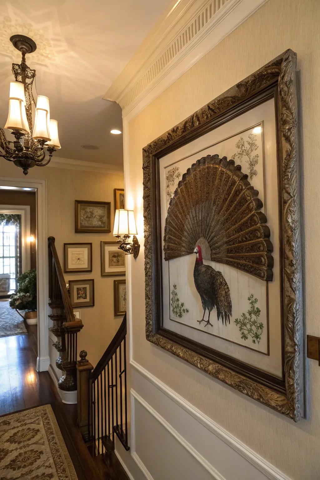A glass box adds a touch of refinement to a turkey fan mount.