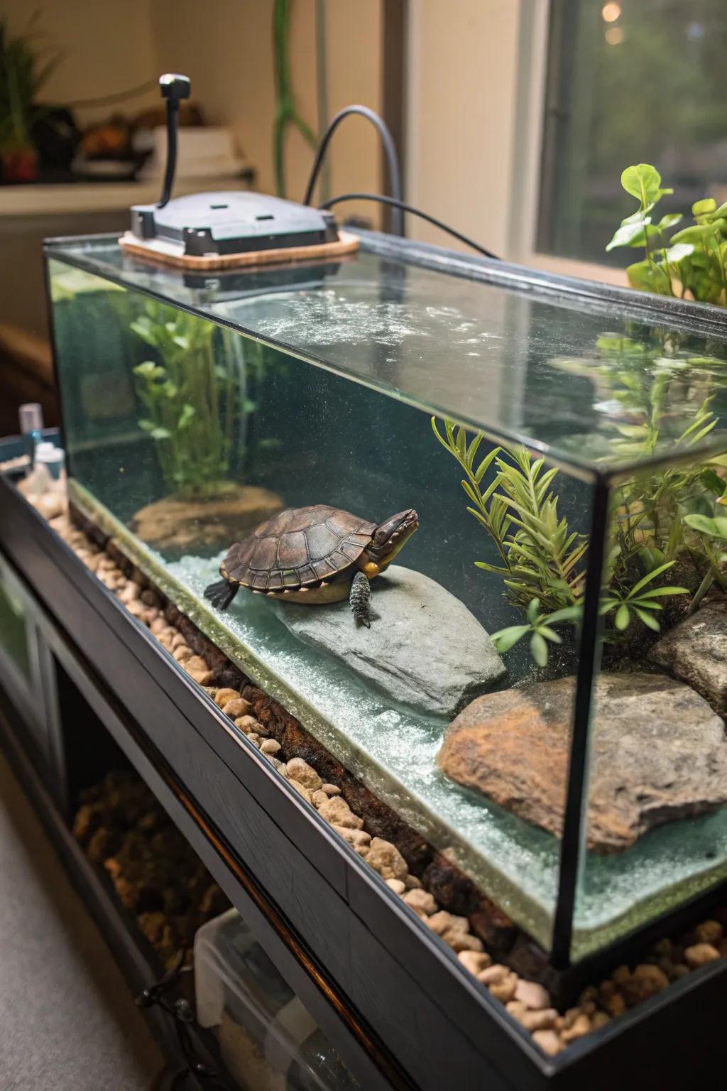 Buoyant basking spaces deliver activity and relaxation for your turtle.