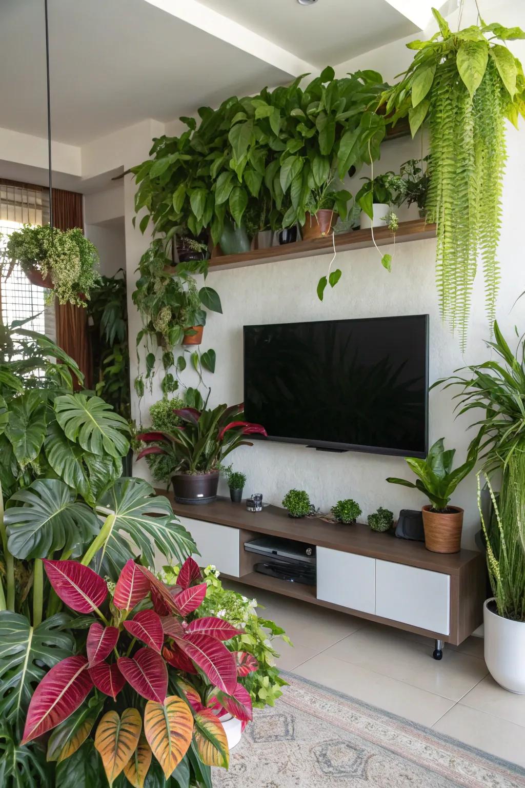 Botanicals infuse life and freshness into your TV area.