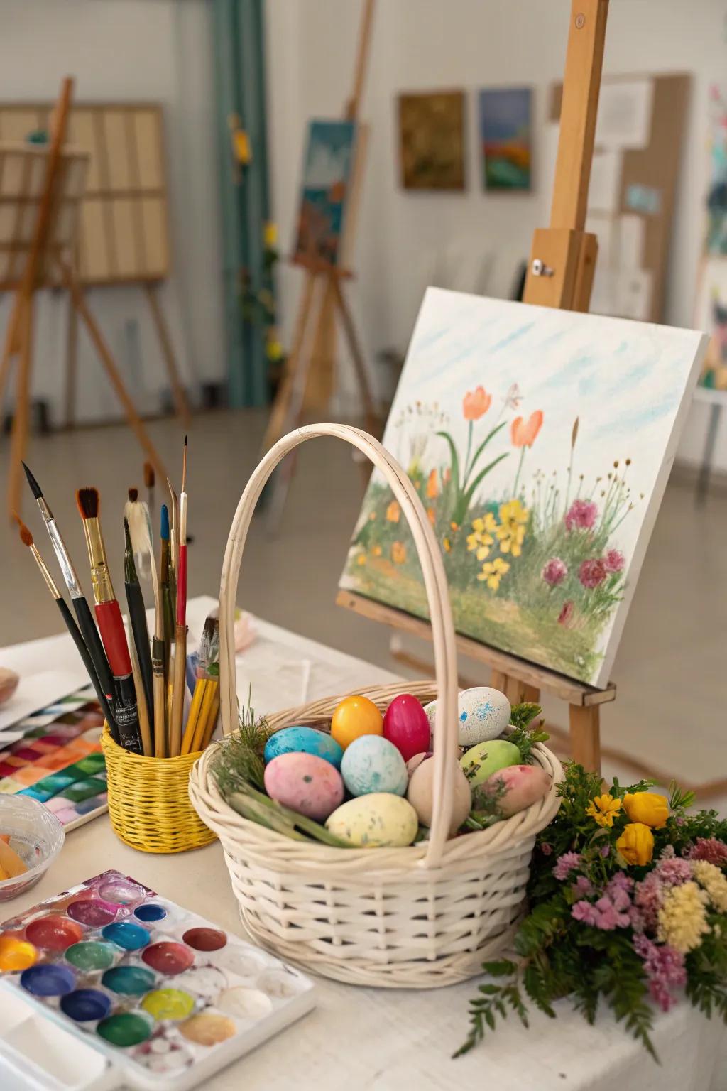 An artistic palette basket designed for the creative individual.