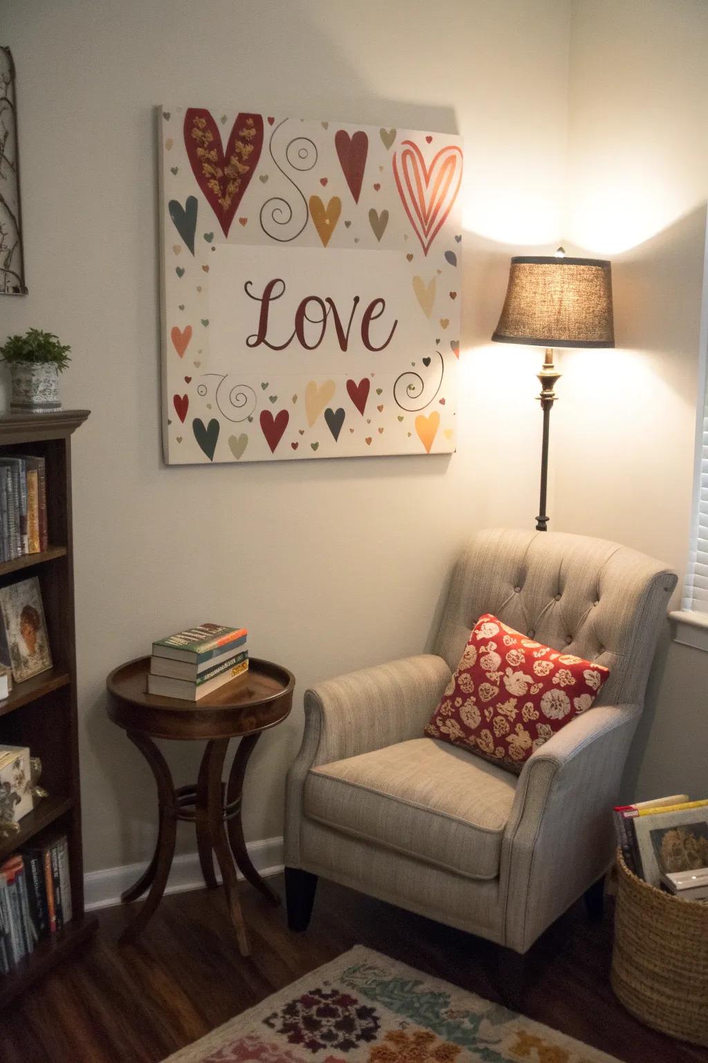 Personalized phrases of affection add a personal touch to your Valentine's-themed art.