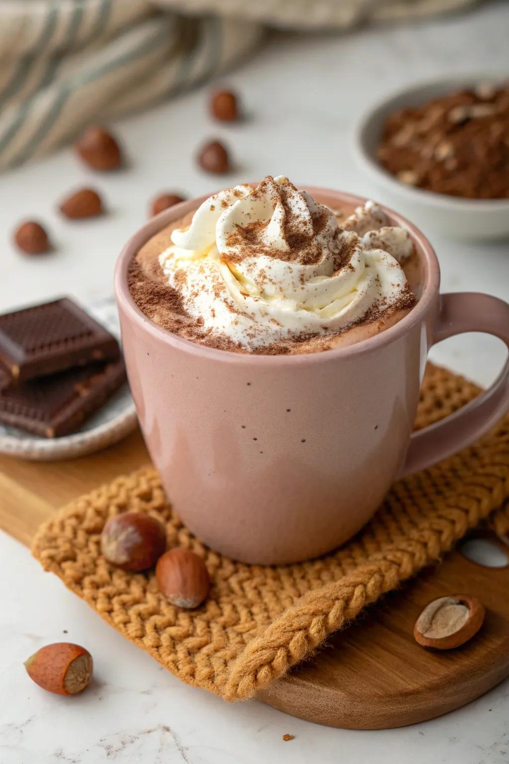 Nutty Cocoa Elixir: A warm comfort enclosed in a mug