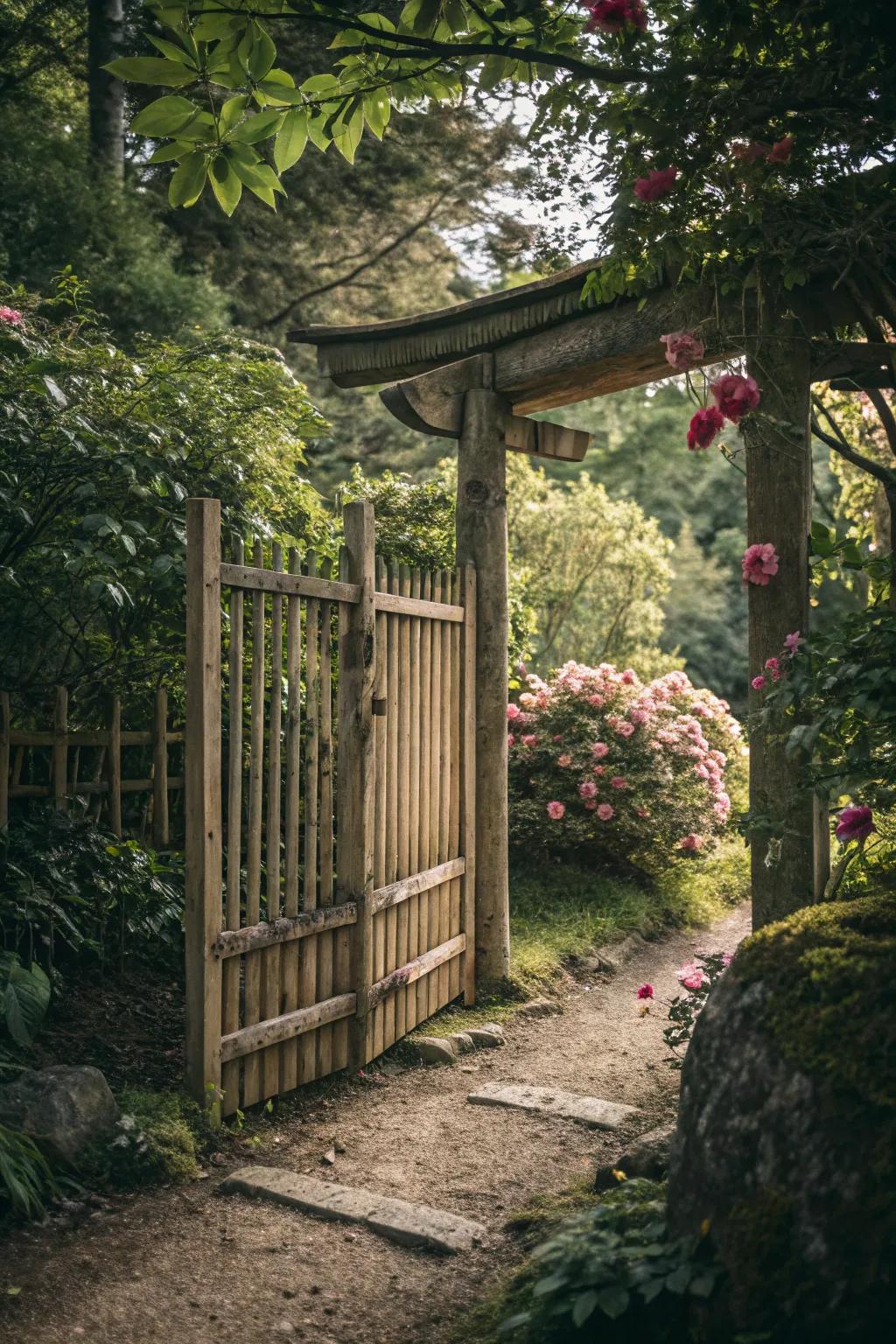 Cane features introducing an exotic flair to the gate.