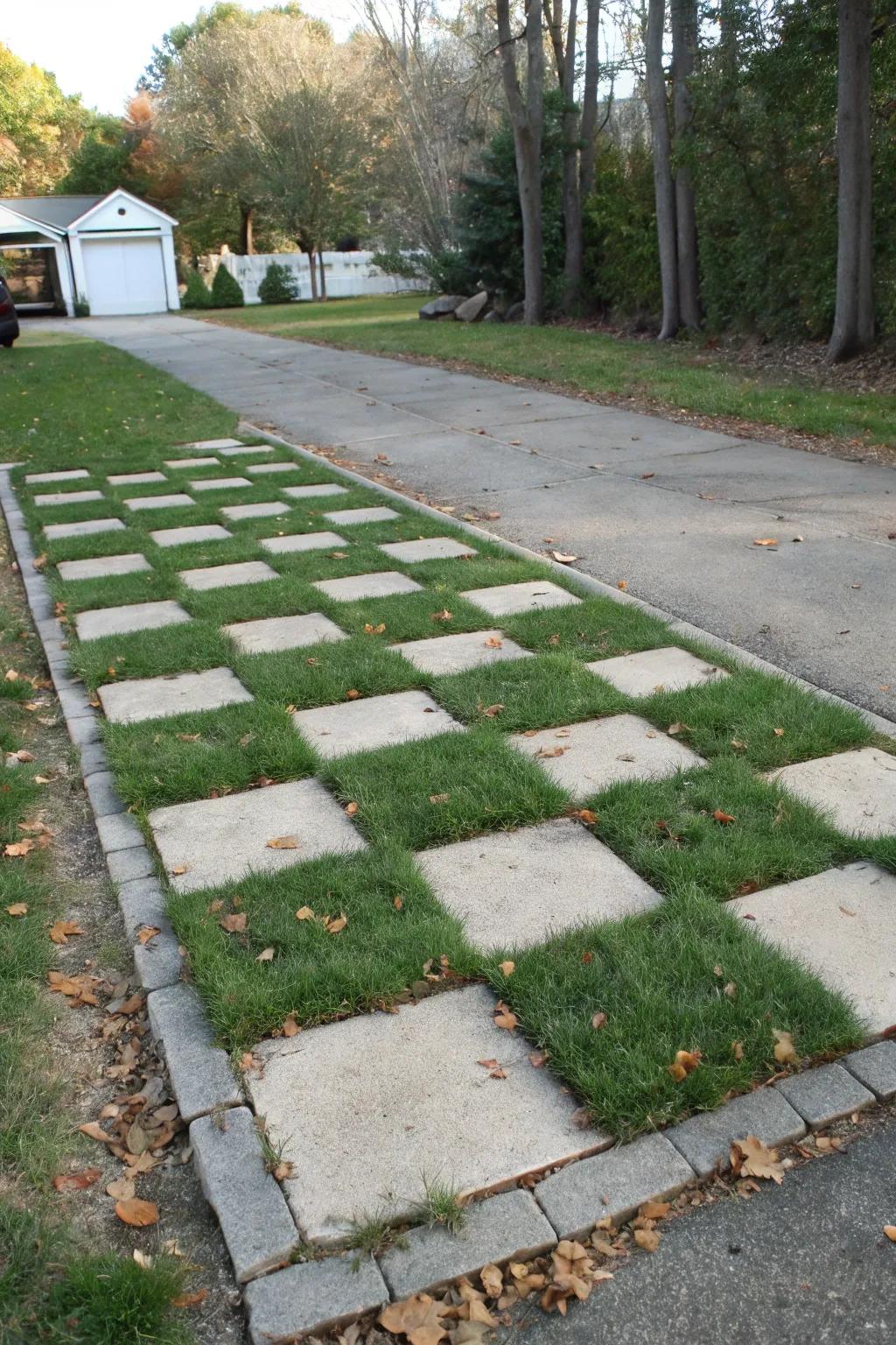 Checkerboard arrangements present a fashionable and modern driveway option.