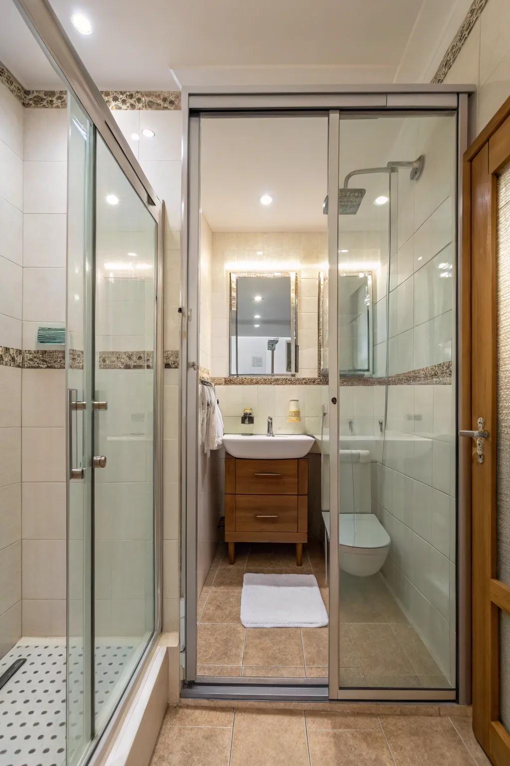 Glass partitions maintain a seamless, open space.