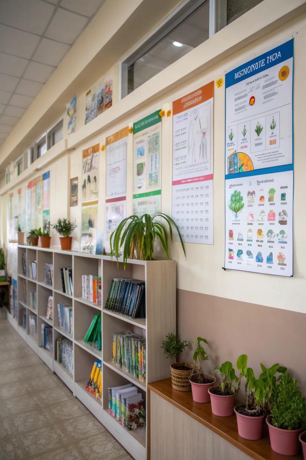 Organizational elements decorating a school wall