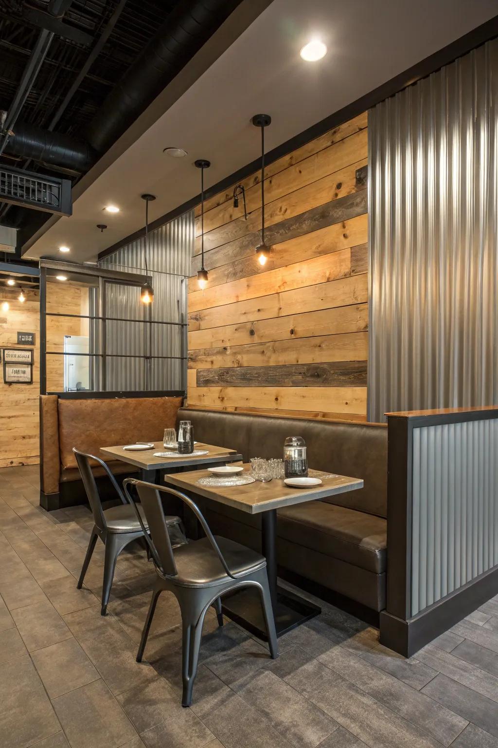 Blending materials creates an original and fashionable wall texture.