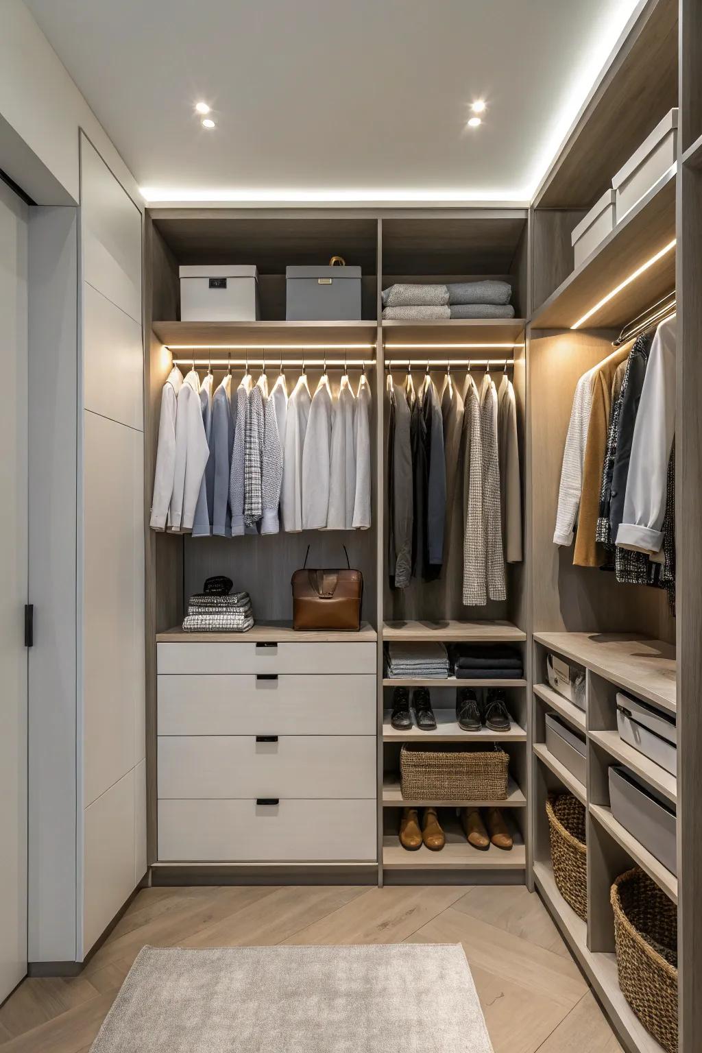 Minimalism and functionality go hand-in-hand for a streamlined wardrobe.