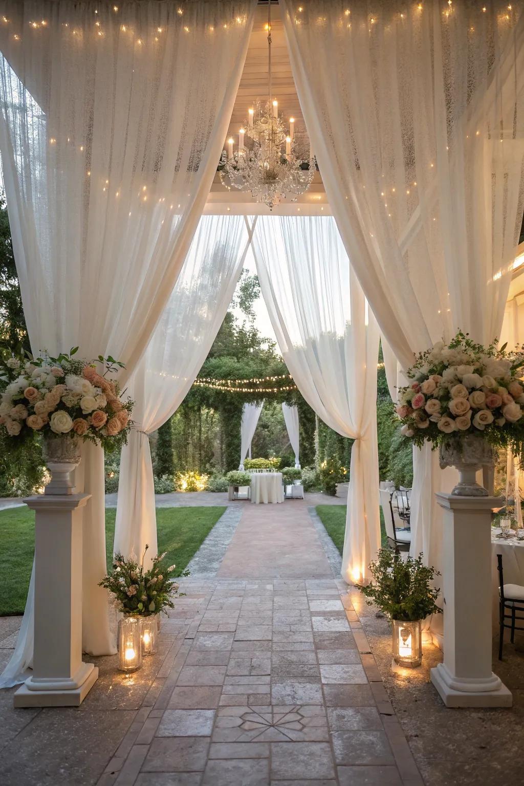 Include subtle sophistication to your wedding through sheer textiles.