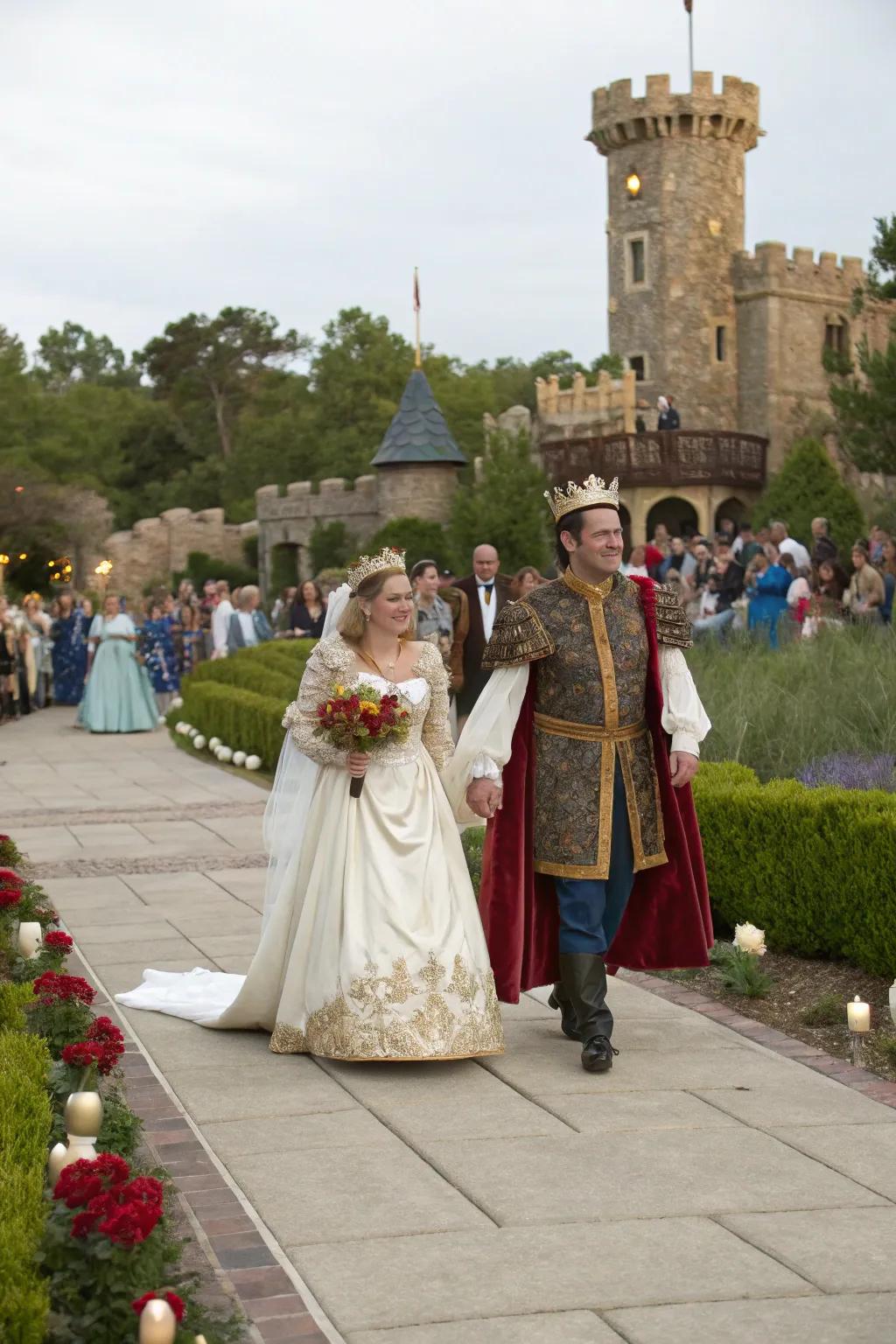 A duo crafts a memorable entrance with a medieval theme.