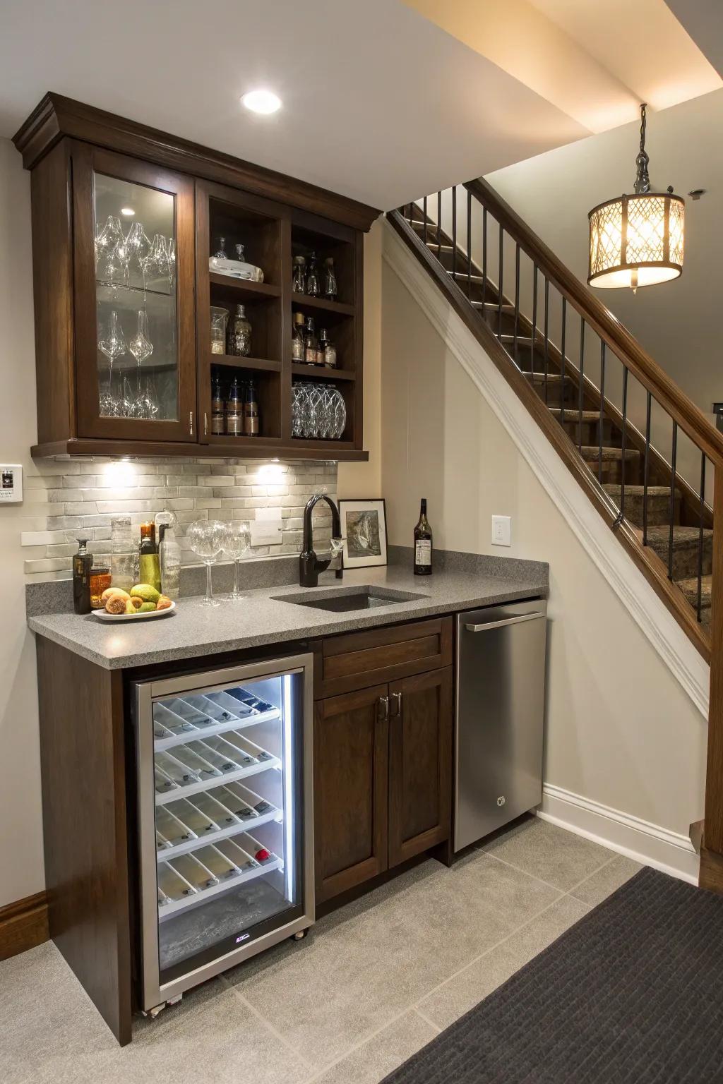 A compact design guarantees all essentials fit neatly into a small basement area.