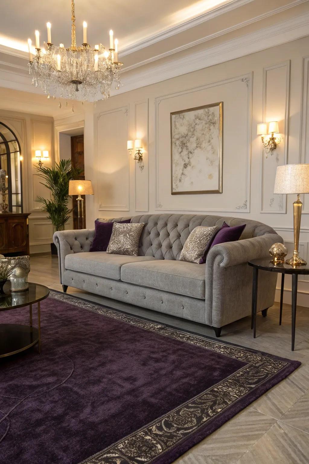 Deep violet rugs bring drama and sophistication to your d&eacute;cor.